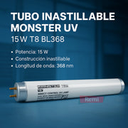 Tubo Inastillable Monster UV - 15W T8 BL368 - Remi Hogar