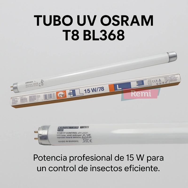 Tubo UV Osram - 15W T8 BL368 - Remi Hogar