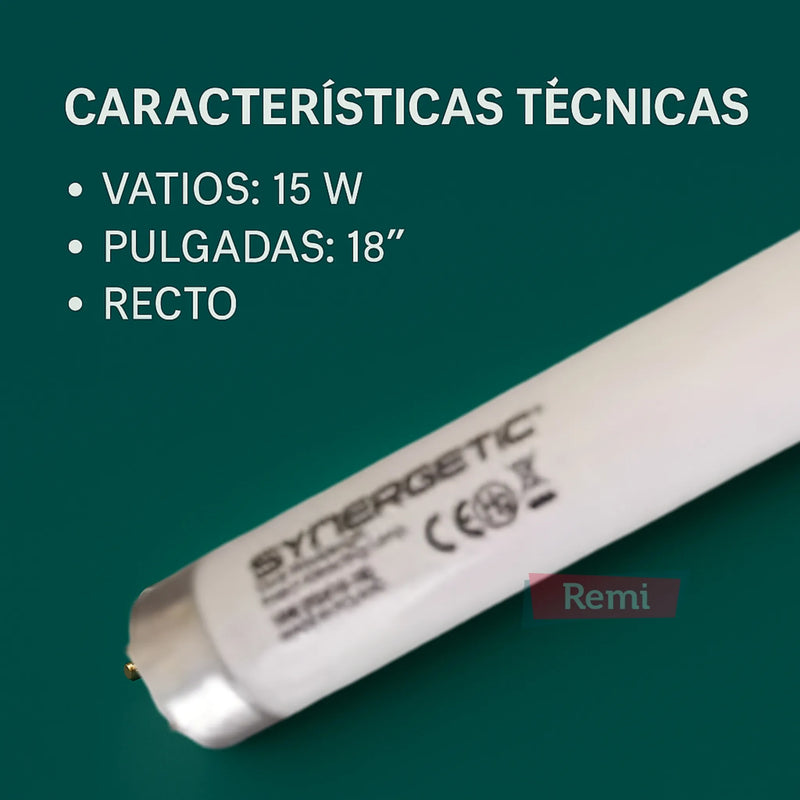 Tubo UV Synergetic TGX 15W T8 de 18 pulgadas para insectocutores, recambio de lámpara ultravioleta para control de insectos voladores.
