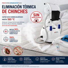 Sistema profesional para eliminar chinches y huevos mediante vapor seco sobrecalentado Cimex Eradicator Plus
