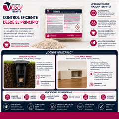 Vazor Termite Diflubenzuron 0,25% sistema de cebo para eliminar colonias de termitas subterráneas