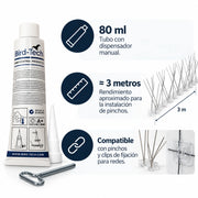 Adhesivo Especial Transparente 80 ml | Pegamento para Pinchos Antipalomas, Clips y Redes | Interior y Exterior