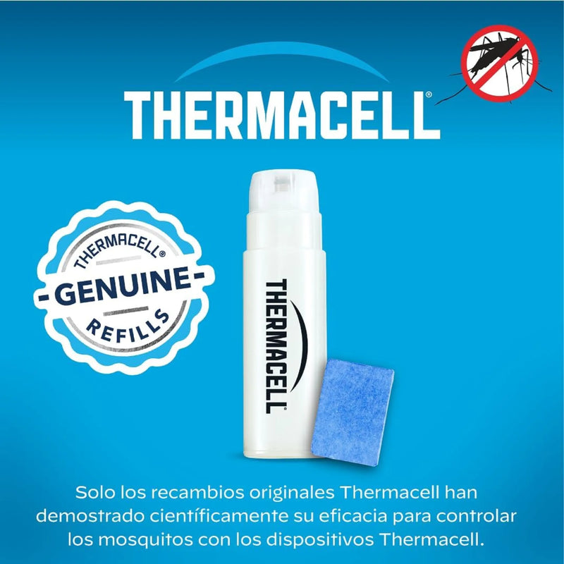 Recambios de gas Thermacell con hasta 12 horas de autonomía por cartucho. Pack de 4 cartuchos compatible con dispositivos Thermacell a gas.