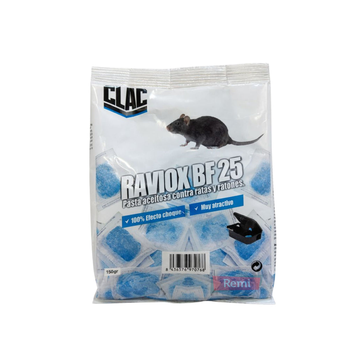 Raticida en pasta con Brodifacoum 25 ratas y ratones - RAVIOX BF 25 - Remi Hogar
