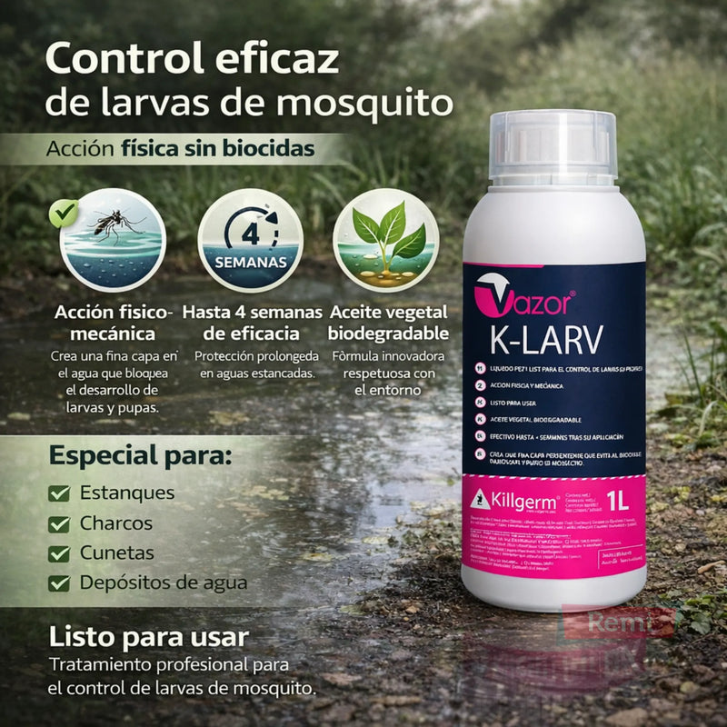 Vazor K-Larv control de larvas de mosquito en agua estancada con acción física