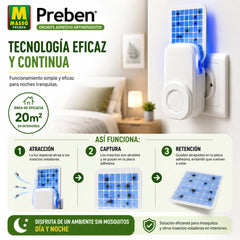 Enchufe antimosquitos con luz y placa adhesiva sin insecticidas