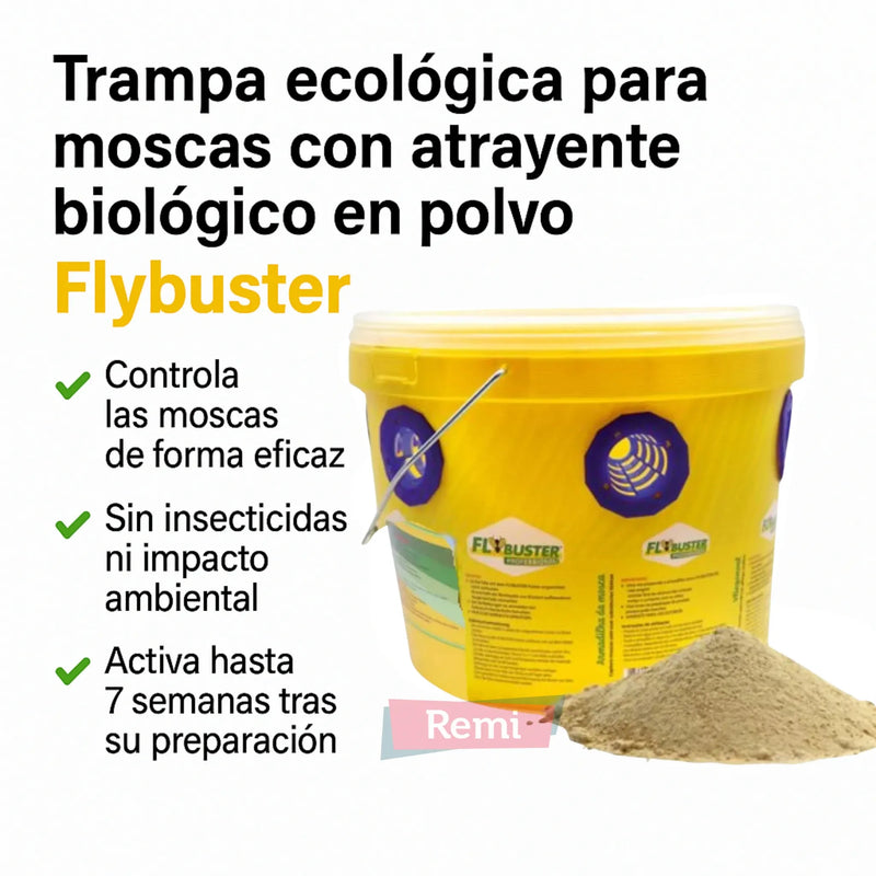 Trampa ecológica para moscas con atrayente biológico en polvo - Flybuster - Remi Hogar
