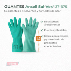Guantes profesionales para manipulación de químicos y control de plagas ansell sol vex