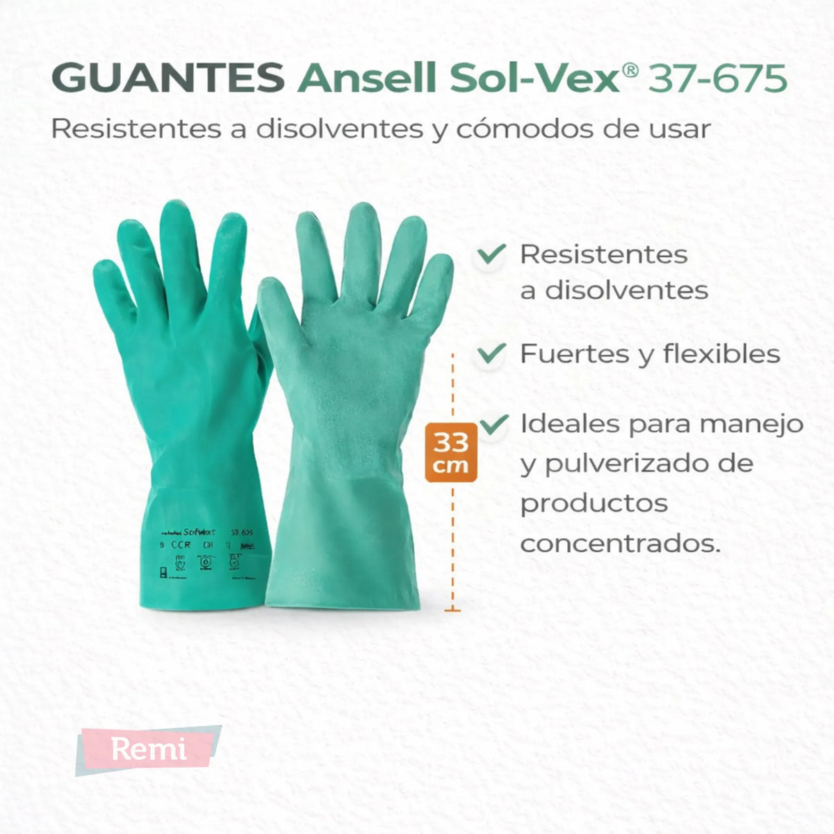 Guantes profesionales para manipulación de químicos y control de plagas ansell sol vex