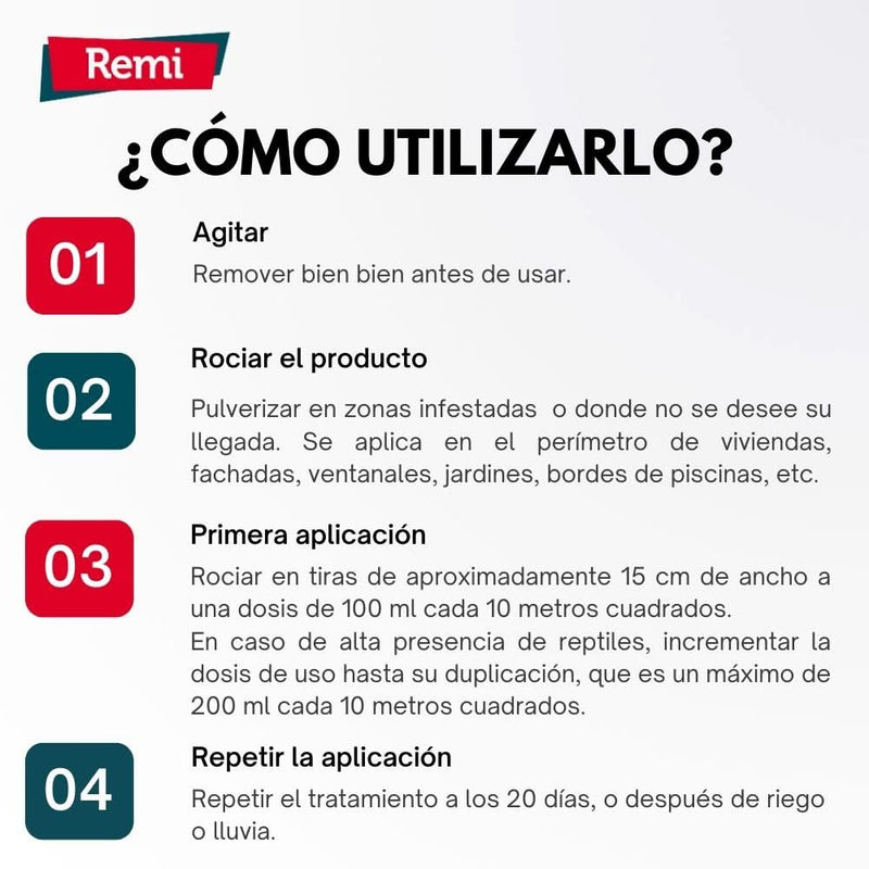 Stopreptil - Spray repelente natural de serpientes, lagartijas y salamanquesas 750 ml - Remi Hogar