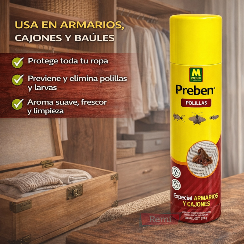Spray anti polillas para ropa con aroma a manzana