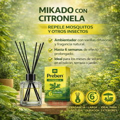 Mikado con citronela 90 ml ambientador antimosquitos - Preben