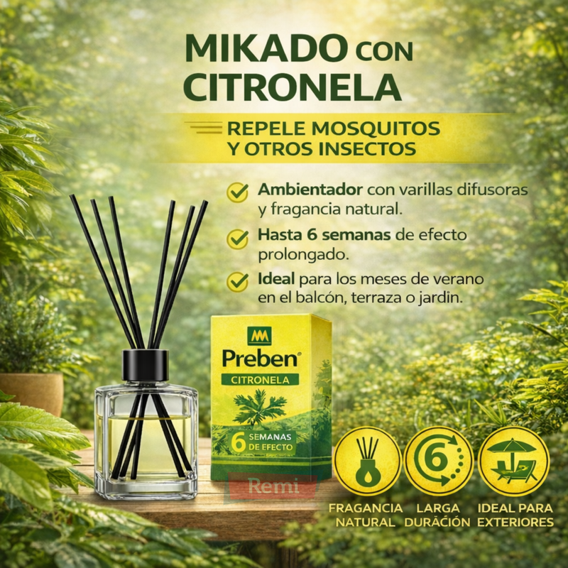 Mikado con citronela 90 ml ambientador antimosquitos - Preben