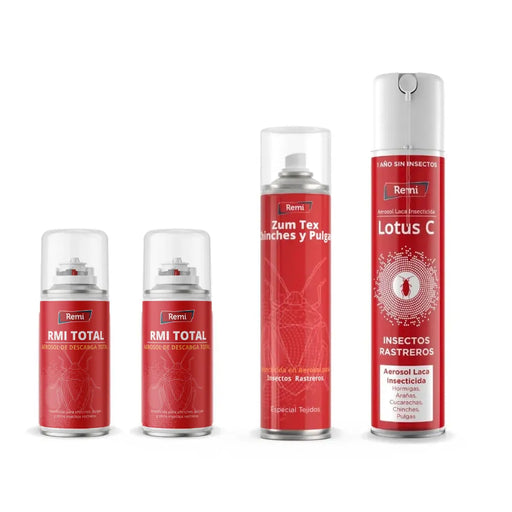 Pack para fumigar Chinches - 2 Descargas, 1 Spray, 1 Laca - Remi Hogar