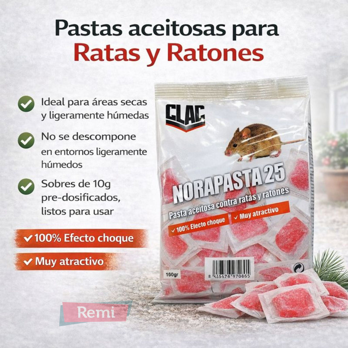 Raticida en pasta para Ratas y Ratones 150 g - Nora Pasta 25 - Remi Hogar