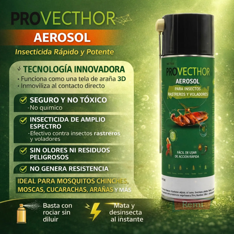 Provecthor aerosol insecticida con efecto inmovilizador tipo tela de araña