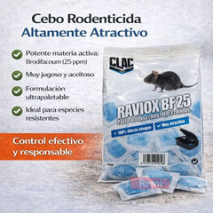 Raticida en pasta con Brodifacoum 25 ratas y ratones - RAVIOX BF 25 - Remi Hogar