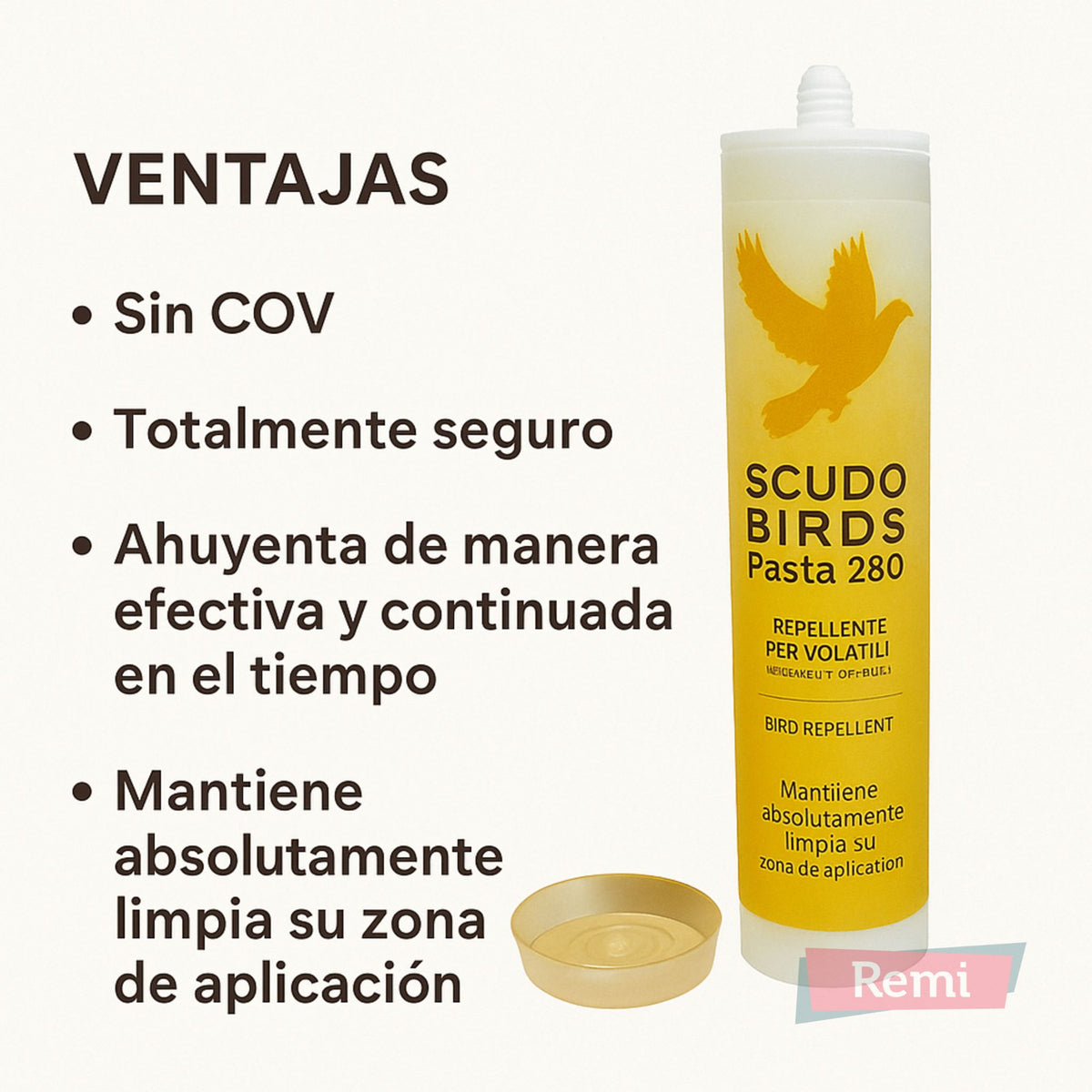 Scudo Birds Pasta Gel - Deshabituante natural para palomas y aves urbanas - Remi Hogar
