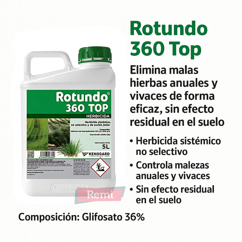 Rotundo 360 Top – Herbicida sistémico Glifosato 36% - Remi Hogar