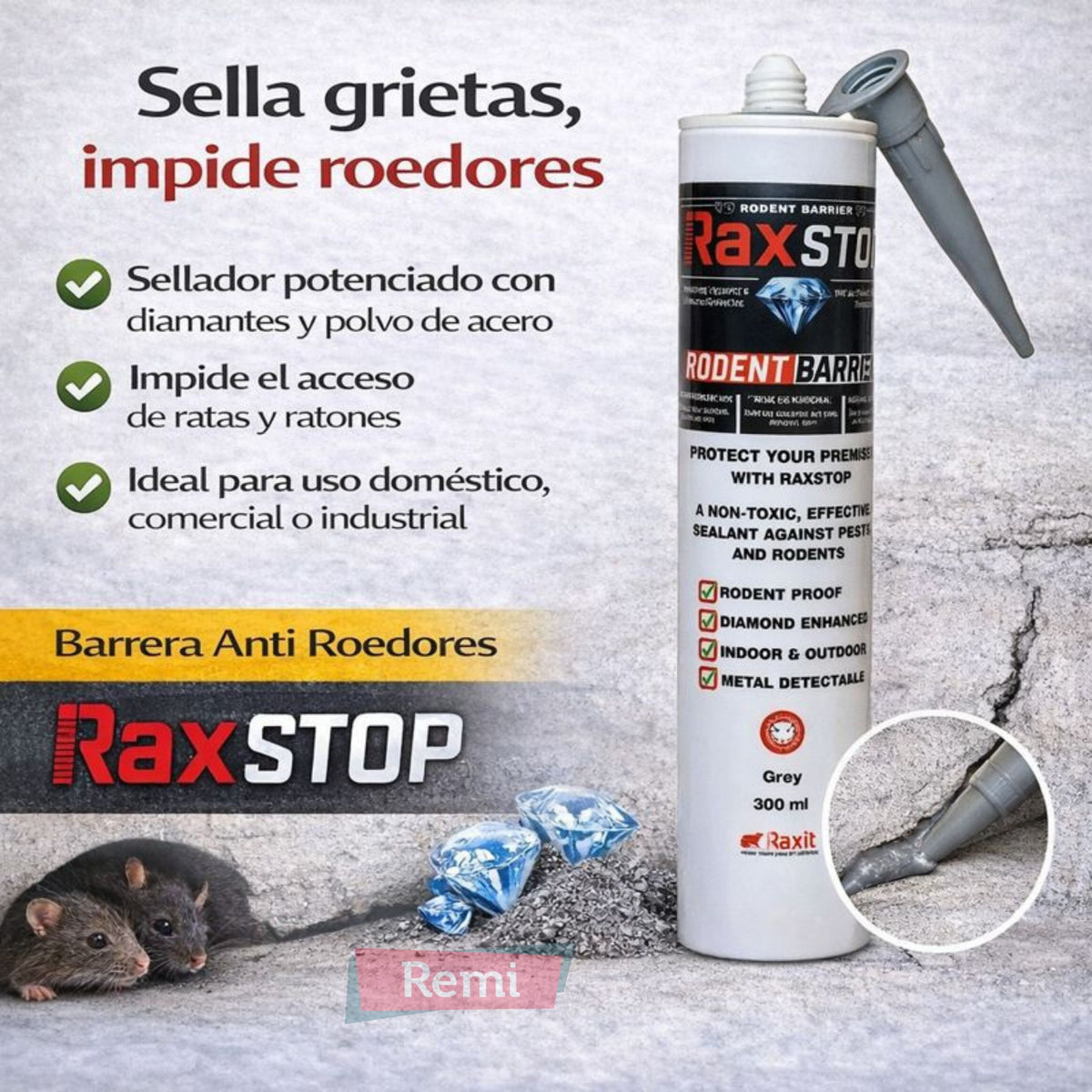 Sellador anti ratas y ratones para Grietas y Fisuras - Rax Stop - Remi Hogar