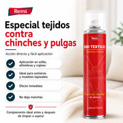 Spray Insecticida para Chinches y Pulgas especial tejidos 400 ml - Remi Hogar
