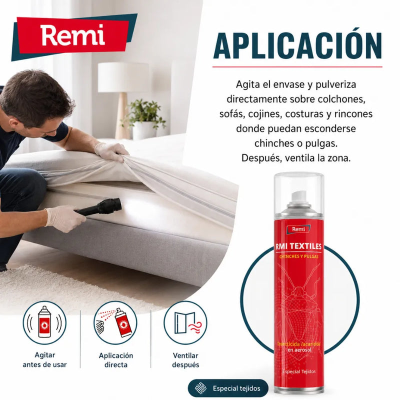 Spray Insecticida para Chinches y Pulgas especial tejidos 400 ml - Remi Hogar