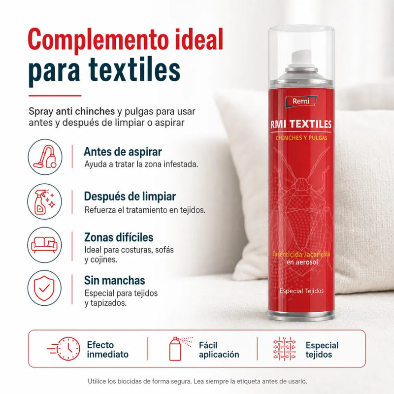 Spray Insecticida para Chinches y Pulgas especial tejidos 400 ml - Remi Hogar