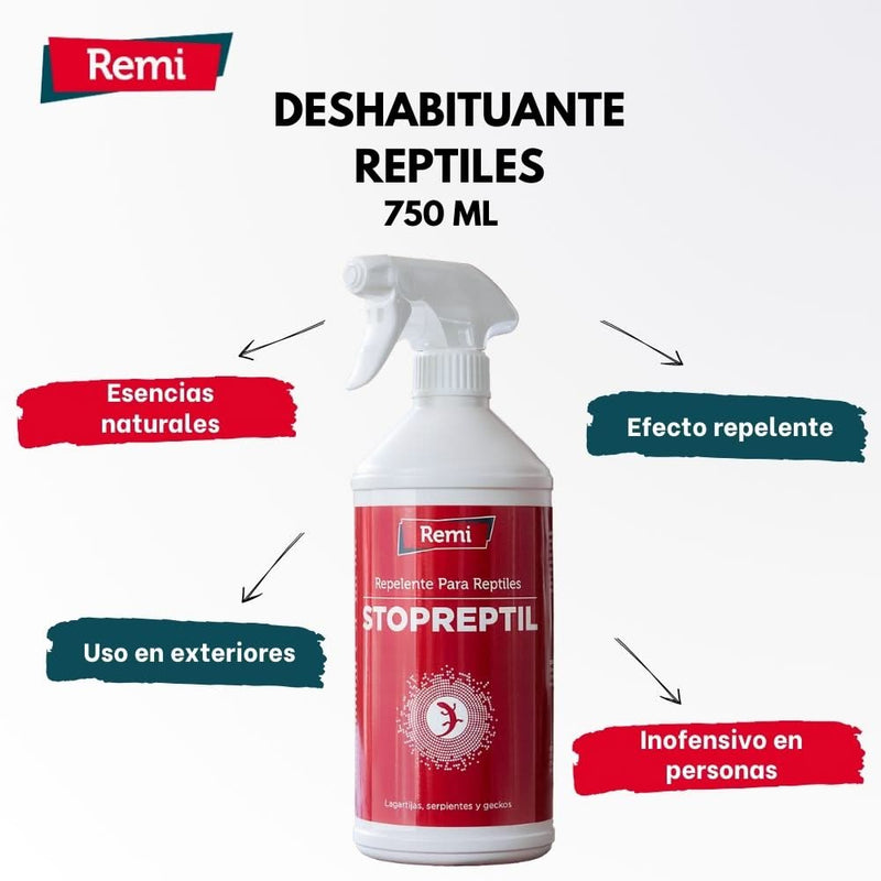 Stopreptil - Spray repelente natural de serpientes, lagartijas y salamanquesas 750 ml - Remi Hogar
