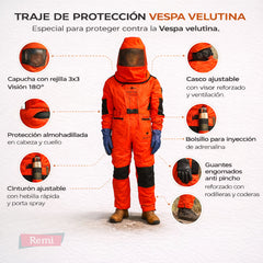 Traje anti avispa asiática con casco, guantes Kevlar y protección integral