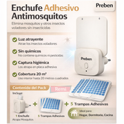 Enchufe antimosquitos con luz y placa adhesiva sin insecticidas