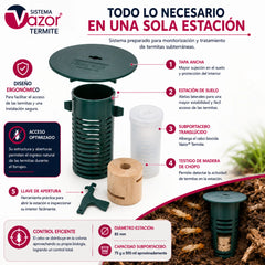 Estación de suelo Vazor Termite diseñada para facilitar el acceso de las termitas al cebo