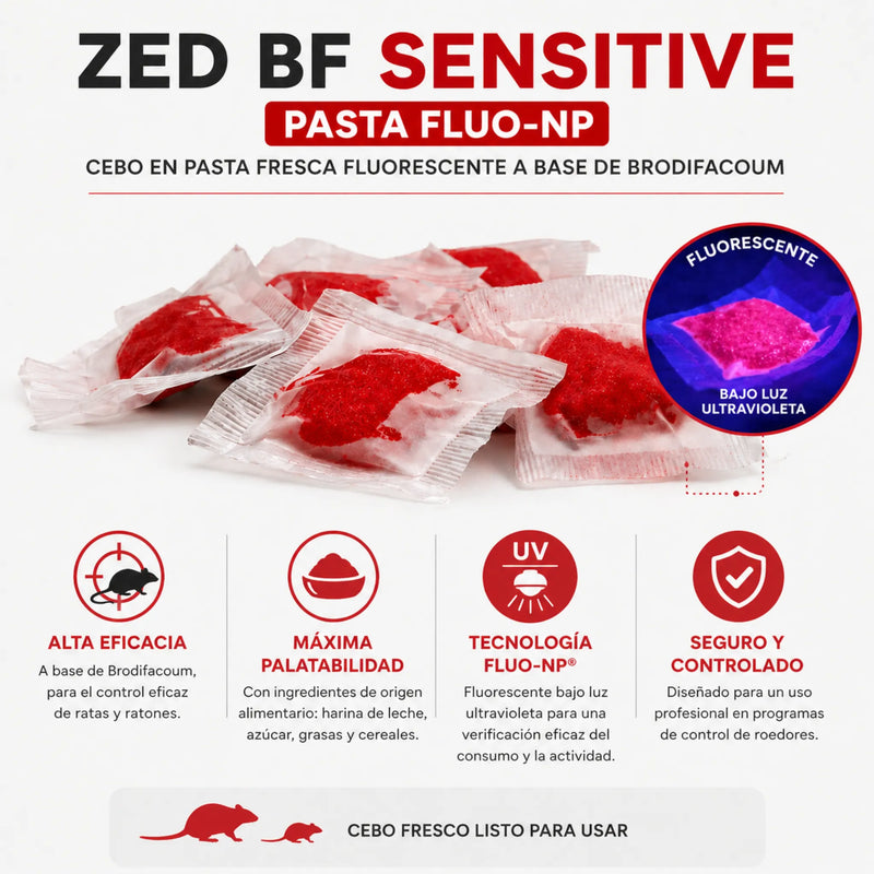 ZED BF Sensitive Pasta Fluo 1 kg para ratas y ratones