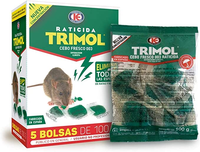 Raticida Cebo Fresco para ratas Trimol 500 gr